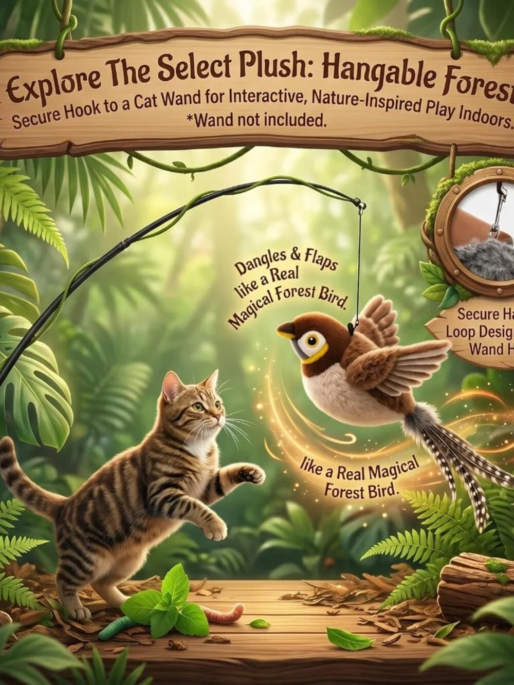 Chirping Toys Touch Activated Flapping Wings Sparrow Interactive Smart Cat Toys